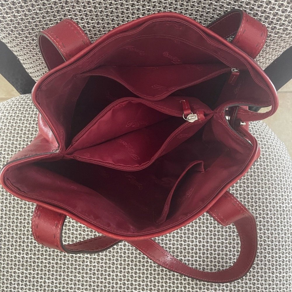Vintage Fossil Red Leather Shoulder HandBag - Picture 3 of 8